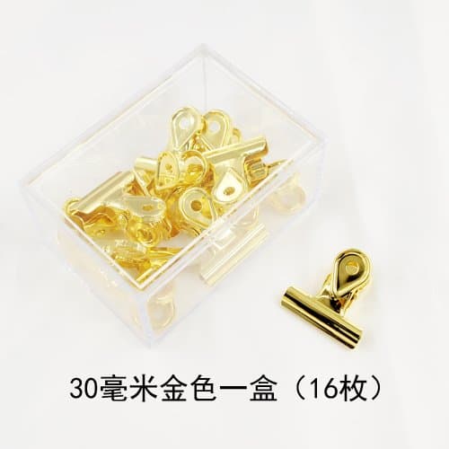 CLPBGS High Quality Metal Foldback/Paper Binder Clips 30mm-Set of 16/Rose Gold Electroplating,Colored for Closing Plastic Bags,Office Organize,Securing Documents,Gold