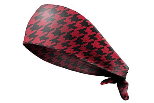One Up Bands Houndstooth Red/Black Athletic Tie Back Headband