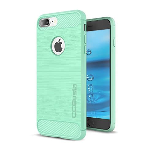 iPhone 7 Plus Case by CCBusta Carbon Fiber Design Stylish Slim Shockproof Protective Soft TPU Case for Apple iPhone 7 Plus (Tiffany Green)