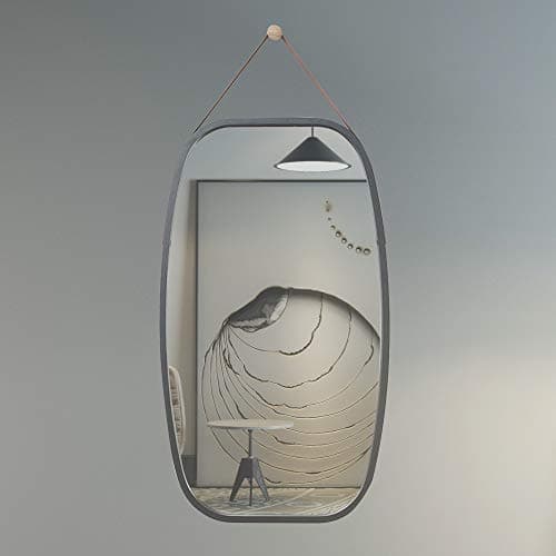 TZAMLI Wall-Mounted Mirror Simple Style Bathroom Bedroom Wall-Mounted Mirror, Solid Bamboo Frame Adjustable Vanity Mirror, Home Decoration (Black, 29.119.9in)