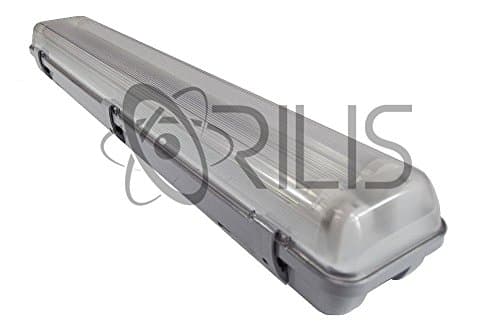 (4-Pack) Orilis Grey Vapor Tight 4 FT. 2-light Ceiling Light Fixture 48W LED T8 Tubes - Replacement for (4) 32W Fluorescent Bulbs 6500k 30% Brighter Than 18W LED Bulbs