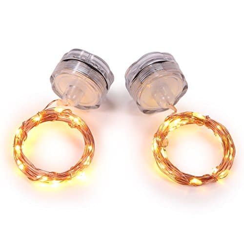 MAGICNIGHT Submersible Tea Lights 20 LEDs Fairy String Lights 7 ft Copper Wire,Set of 2 Warm White Color