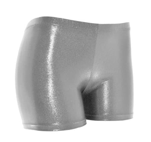 Spandex Shorts, 3" Inseam, Silver Sparkle, Small
