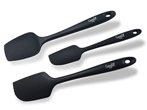 GavellaChef 3-Piece Silicone Spatula Set - 1 Large Spatula, 1 Small Spatula, 1 Large Spoon - Heat Resistant Kitchen Utensils (Red/Black) (Black)