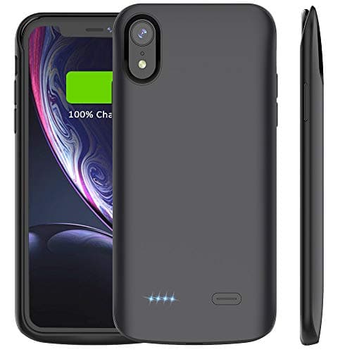 Vproof iPhone XR Battery Case, 6000mAh Rechargeable Charger Case Protective Charging Case External Battery Pack Portable Power Bank Cover Compatible Apple iPhone XR 6.1 Inch 2018 (Black)