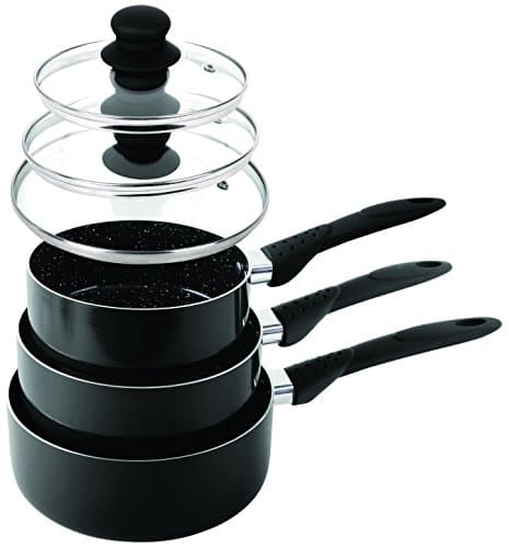 Stone Coated Non Stick Cookware Set By StoneChef (6, Black)