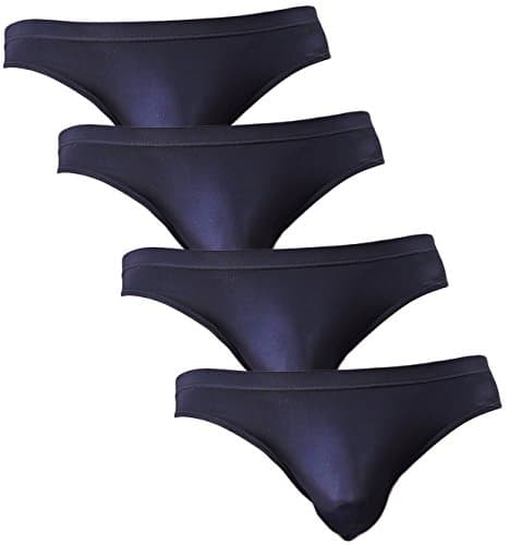 Men's Silk Underwear Sexy Dry Quickly Bikini Briefs with Stretchable 4 Pack Black L
