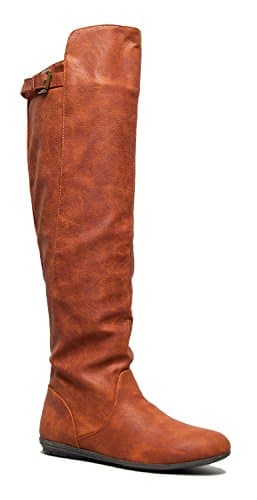 Delura Over The Knee Flat Riding Boot - Vegan Leather Pull On - Comfortable Walking Cosplay Costume Boot Mystere Boot