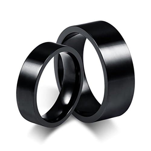 Umiso Men's Ring Stainless Steel Rough Smooth Surface Width 6mm Size 13 Black