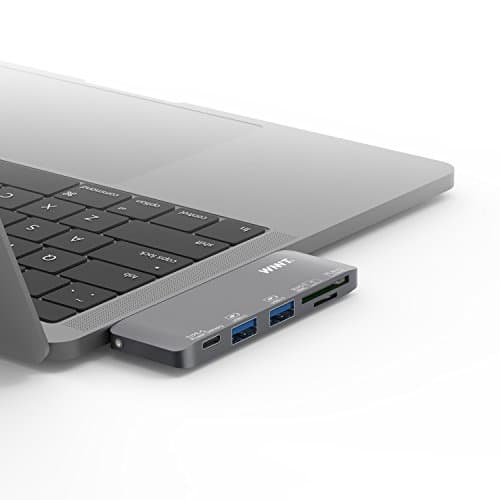 WNNT type-c adapter, for 2015/2016/2017 new 12/13/15 Macbook, PD charging, 2slots USB3.0 SD/MicroSD card reader, 2USB3.0 A hub port BC1.2 fast charging , fully in aluminum body, space grey