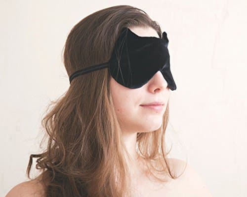 Cat sleep mask, Black mask, Cat Lover Gift, Soft Eye Mask for Traveling, Cat Mask, Valentines Day Gift for Her