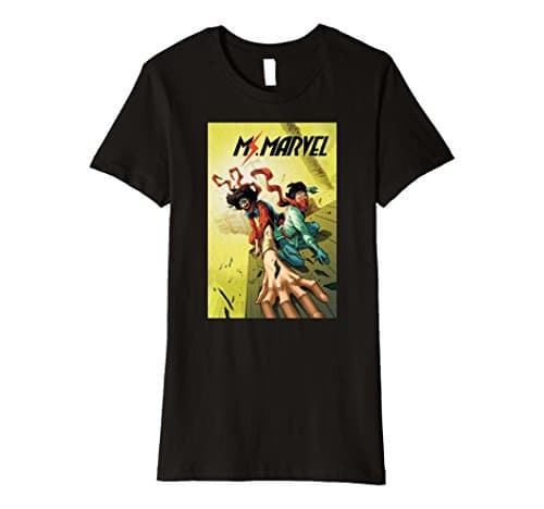 Womens Marvel Ms. Marvel Rooftop Comic Cover Premium T-Shirt Medium Black