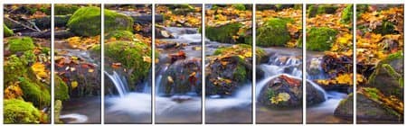 Forest stream lake print on canvas, framed and ready to hang, modern home and office wall décor, river stream canvas print, 8 panel print, rainforest wall art