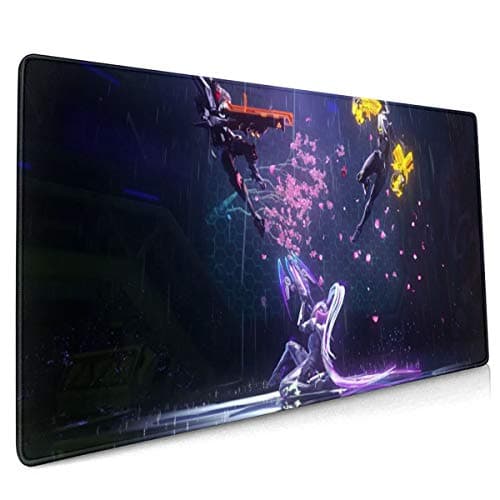 Mouse Pad Jhin & VI & Vayne Printed Premium-Textured Mouse Mat Non-Slip Rubber Base Mouse Mat for Gamer, Office & Home 15.8 X 35.5 X 0.12 Inch,Black