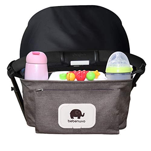 Baby Stroller Organizer Bag with Tissue Pocket and Cup Holders - Extra-Large Storage Space Baby Stroller Accessories Bag- Premium Quality&Durable-Brown