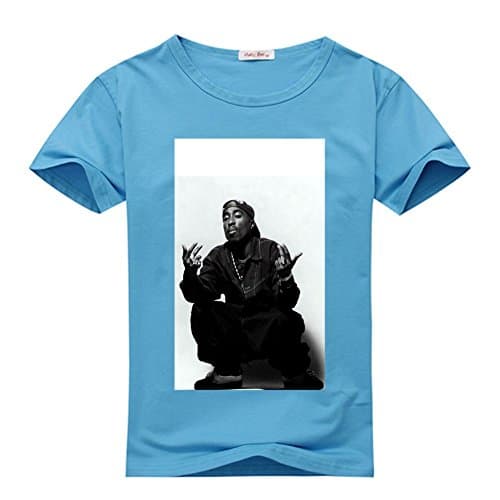 NOTORIOUS B.I.G 2PAC TUPAC women's Crew Neck Tee shirt Sky Blue X-Large