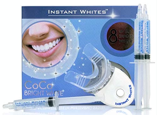 Instant Whites CoCo Bright White Teeth Whitening Kit For Men & Women | Safe & Effective Teeth Stain Remover With LED Activator Light