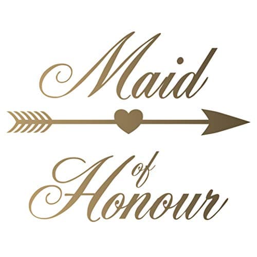 DZigns4 Bride Tribe/Crew/Squad - Easy Iron-On Vinyl Transfer for Hen Party/Do - Gold (Maid of Honour)