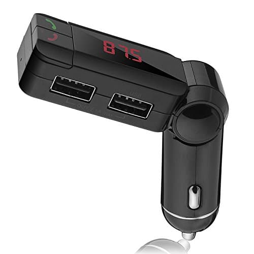 Bluetooth FM Transmitter, Kingland Wireless Radio Adapter Hands Free Calling Car Kit with Dual USB Car Charger Port, Music Adapter for Car Audio Stereo System