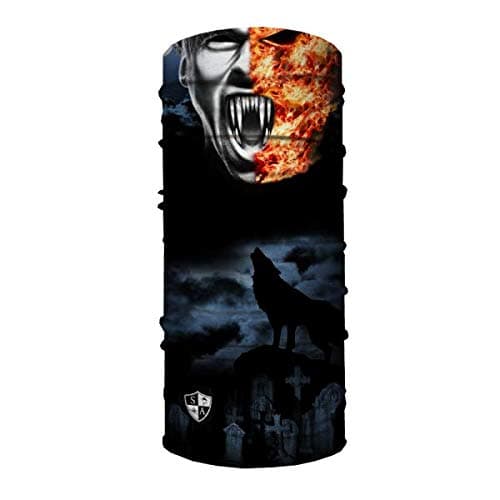 SA Company Vampire Fire Skull Halloween Face Shield/Loop Scarf/Bandana/Balaclava. Multi-Functional Headwear/Scarf. SPF 40. Outdoor Activity Face Mask. Hiking/Fishing/Cycling/Motorbike
