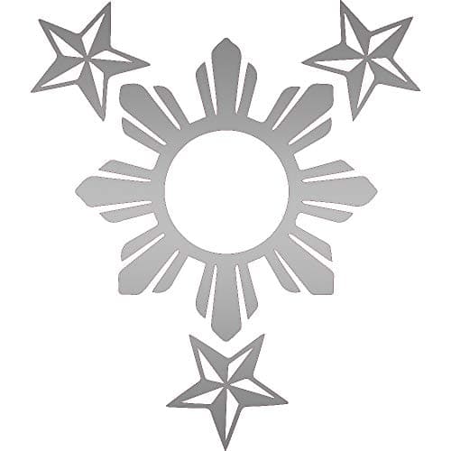 USC DECALS 3 Stars One Sun (Metallic Silver) (Set of 2) Premium Waterproof Vinyl Decal Stickers for Laptop Phone Accessory Helmet Car Window Bumper Mug Tuber Cup Door Wall Decoration