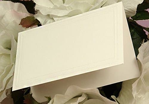 Embossed Edge Fold Over Tent Cards Table Cards Florists Cards - Matte White (Pack of 50)