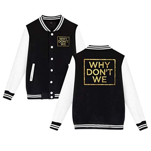 City Tee Why Don't We Baseball Jacket with Long Sleeve Banded Collar