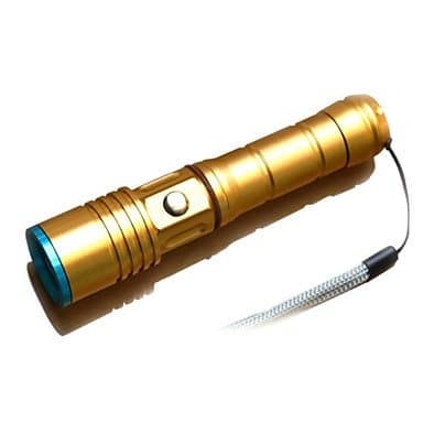 Soil Hockin Zoom Metal Switch With Compass 3 Mode CREE XPE Flashlight Camping Lamp (350 LM 1X18650 Gold)