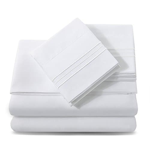 Ashler Bed Sheet Set - Hypoallergenic Soft Microfiber Deep Pocket 1800 Series - Wrinkle Fade Resistant - 4 Piece King White
