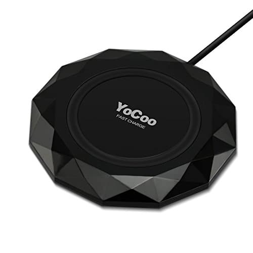 Fast Charge Wireless Charger, YoCoo Wireless Charging Pad for iPhone8/ iPhone8 plus/ iPhone X, Samsung S8/ note8/ Galaxy S7/ S7 Edge/ S6 Edge Plus Note 5, other QI Device - Black