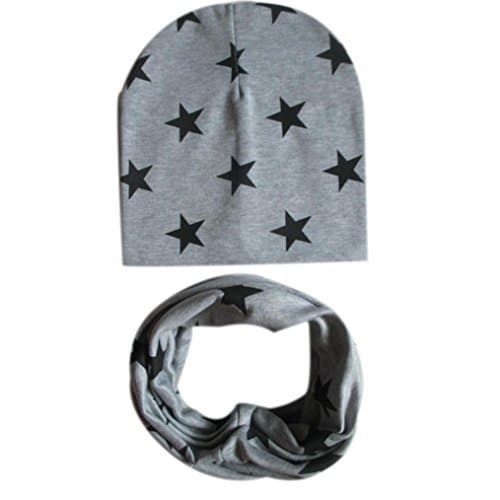 Datework Baby Star Cotton Scarf Hat Set (Gray)