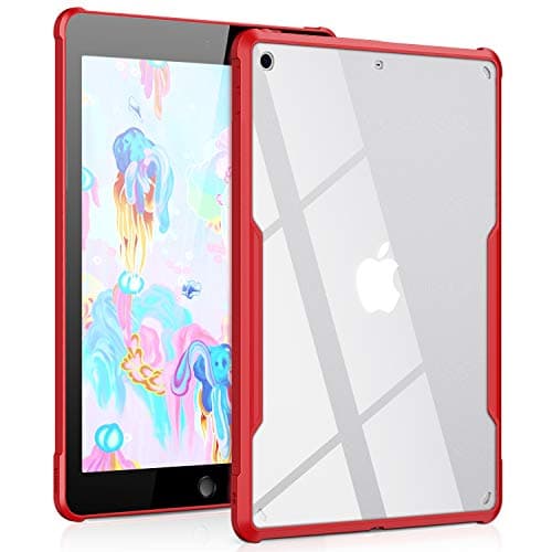 CXCASE iPad 9.7 Case 2018/2017 Ultra Slim Clear Case Series - Drop Protection Shockproof Flexible TPU, Lightweight - Red