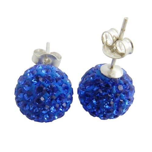 925 6MM Silver Blue Sapphire Crystal Stud Earring Jewelry