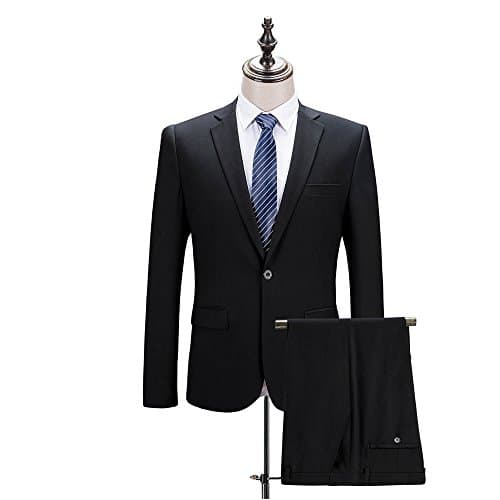 VAGUE STAR Men's Two Button Notch Lapel Slim Fit 2-Piece Suit Blazer Jacket Tux & Trousers Set (XXXXL, One Button)