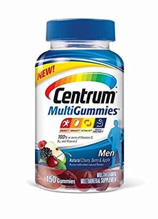 Centrum Men MultiGummies Multivitamin / Multimineral Supplement Gummies, Vitamin D3 (Natural Cherry, Berry and Apple Flavor, 150 Count) - Pack of 5