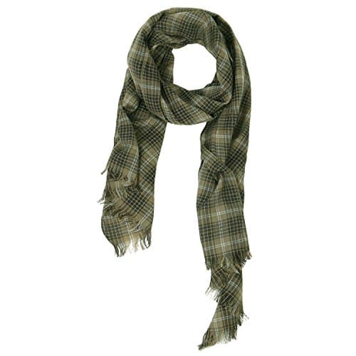 ililily Women Plaid Pattern Thin Neck Warmer Lightweight Acrylic Long Scarf , Brown