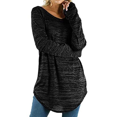 Women's Casual Solid T-Shirt Plus Size Long/Long Sleeve Tunic Tops Round Neck Loose Comfy Tops
