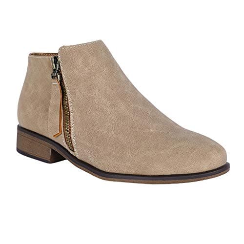 Ruanyu Womens Ankle Boots Low Heel Pointed Toe Side Zipper Western Booties