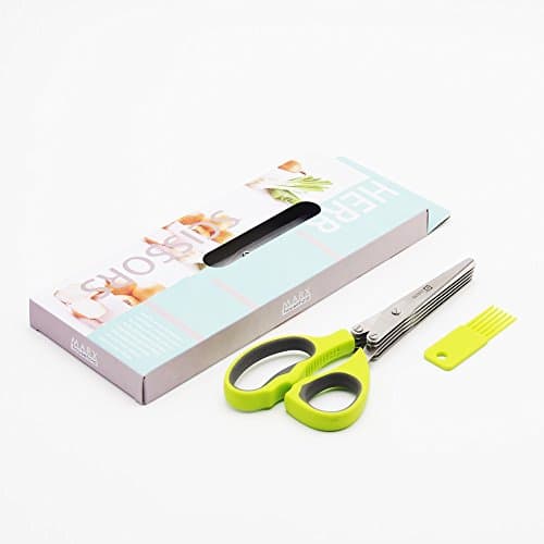 Garcoo Kitchen Collection Herb Scissors Stainless Steel - Multipurpose Kitchen Shear with 5 Blades and Cover with Cleaning Comb in Premium Gift Box
