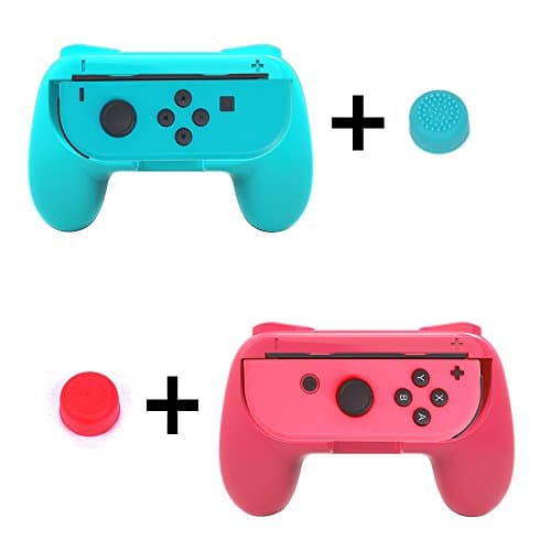 Nintendo Switch Joy-Con Grip Kits Handle Wear-resistant Joy-con Grips Handles for Nintendo Switch Free Two Black Thumb Cups (Blue&Red)