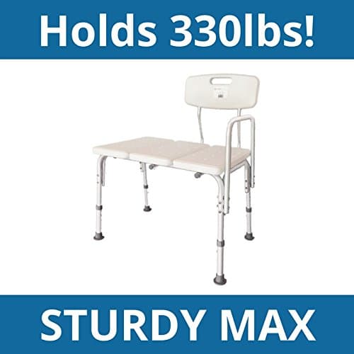 Sturdy Adjustable Tub Transfer Bench/Bath Chair with Back - Shower Chair for Elderly – Light Weight, Slip Free & Adjustable Seat Height – Shower Bench for Seniors & Disabled 27” x 20” x 35”