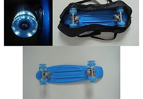 22" LED LIGHT WHEEL PENNY STYLE SKATEBOARDS SKATING DECK BOARDS + CARRYING BAG (BLUE)