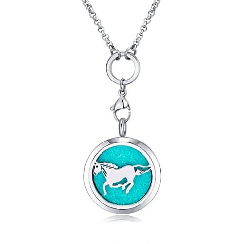 MESINYA Racing Horse Aromatherapy/Essential Oils surgical S.Steel Diffuser Locket pendant Necklace
