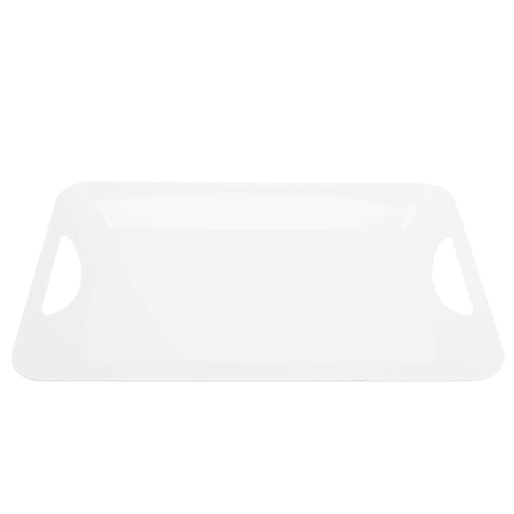 White Resin Tea Tray, Thickened Teapot Tray Hotel Drinks Tea Serving Tray with Handle for Home Restaurant Kitchen Tableware