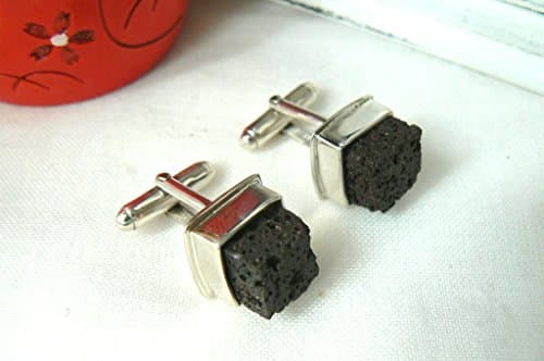 Sterling silver and Lava Rock Cufflinks