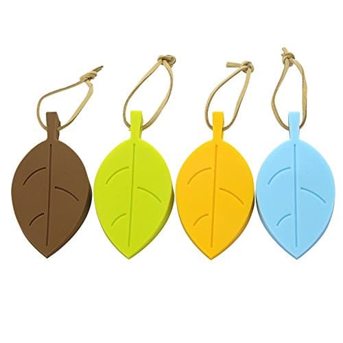 Silicone Door Stopper Wedge Finger Protector, 4 Pack Premium Cute Colorful Cartoon Leaf Style