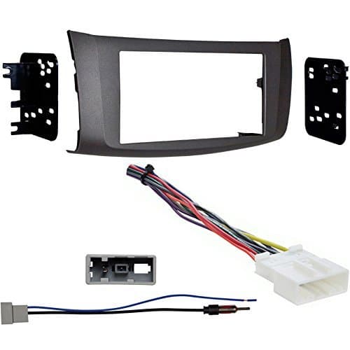 Car Stereo Install Dash Kit, Wire Harness, and Antenna Adapter for installing a Double Din Aftermarket Radio for Nissan Sentra 2013 - 2016
