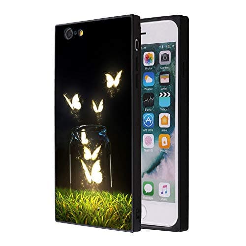 Glowing Butterfly iPhone 6s Plus 6 Plus Case, Soft Flexible TPU Back Cover Rectangle Case Compatible with iPhone 6s Plus 6 Plus (Black)