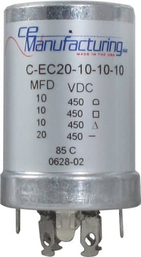 CE Manufacturing 20/10/10/10uF 450VDC Multi Section Can Capacitor
