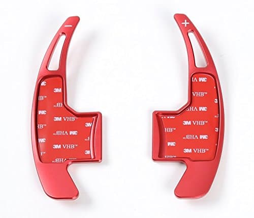 LVBAO Dash Kit Decoration Decal Frame Cover Trim For Ford Mustang LHD 2015-2018 (Steering Wheel Shift Paddle Shifter Extension, Red Alu S3507)